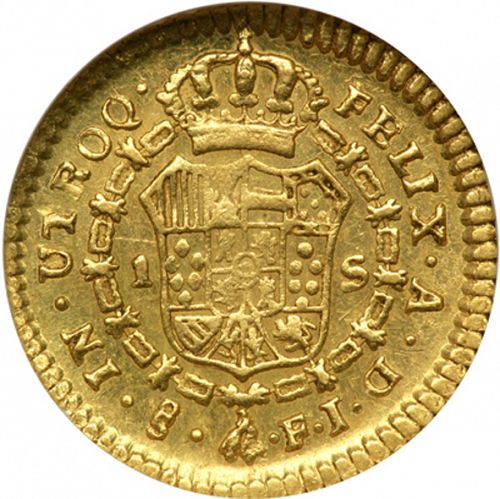1 Escudo Reverse Image minted in SPAIN in 1814FJ (1808-33  -  FERNANDO VII)  - The Coin Database