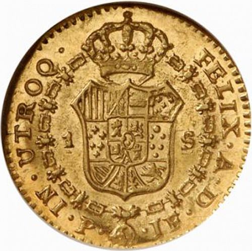 1 Escudo Reverse Image minted in SPAIN in 1815JF (1808-33  -  FERNANDO VII)  - The Coin Database