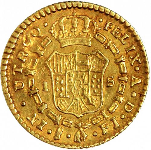 1 Escudo Reverse Image minted in SPAIN in 1817FJ (1808-33  -  FERNANDO VII)  - The Coin Database