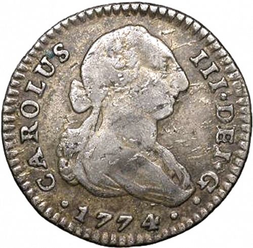 1 Real Obverse Image minted in SPAIN in 1774CF (1759-88  -  CARLOS III)  - The Coin Database