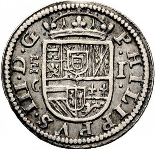 1 Real Obverse Image minted in SPAIN in 1608C (1598-21  -  FELIPE III)  - The Coin Database