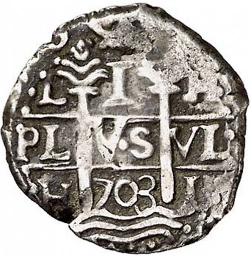 1 Real Obverse Image minted in SPAIN in 1703H (1700-46  -  FELIPE V)  - The Coin Database