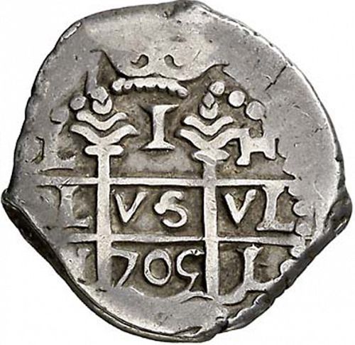 1 Real Obverse Image minted in SPAIN in 1705H (1700-46  -  FELIPE V)  - The Coin Database