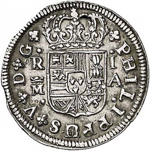 1 Real Obverse Image minted in SPAIN in 1727A (1700-46  -  FELIPE V)  - The Coin Database