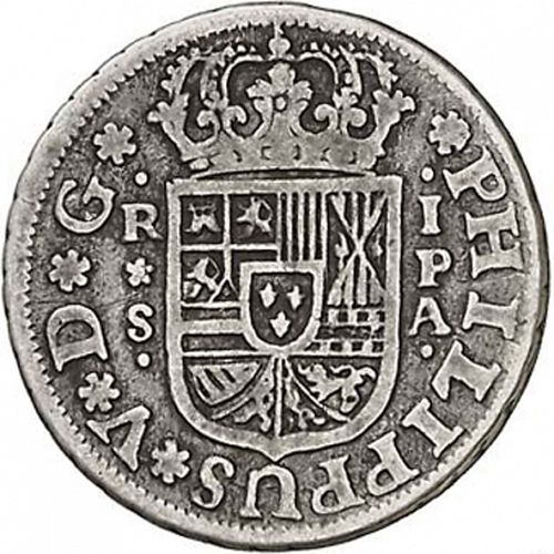 1 Real Obverse Image minted in SPAIN in 1734PA (1700-46  -  FELIPE V)  - The Coin Database