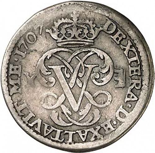 1 Real Reverse Image minted in SPAIN in 1707Y (1700-46  -  FELIPE V)  - The Coin Database