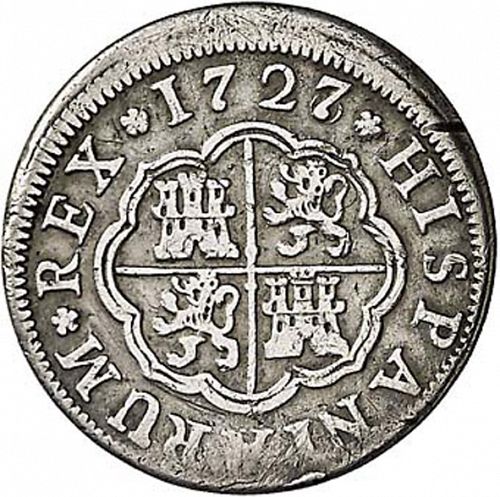 1 Real Reverse Image minted in SPAIN in 1727F (1700-46  -  FELIPE V)  - The Coin Database
