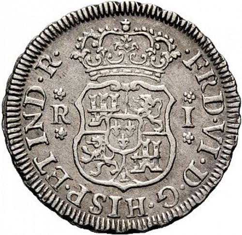 1 Real Obverse Image minted in SPAIN in 1754JD (1746-59  -  FERNANDO VI)  - The Coin Database