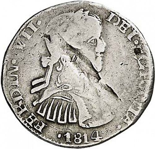 1 Real Obverse Image minted in SPAIN in 1814FP (1808-33  -  FERNANDO VII)  - The Coin Database