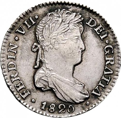 1 Real Obverse Image minted in SPAIN in 1820PJ (1808-33  -  FERNANDO VII)  - The Coin Database