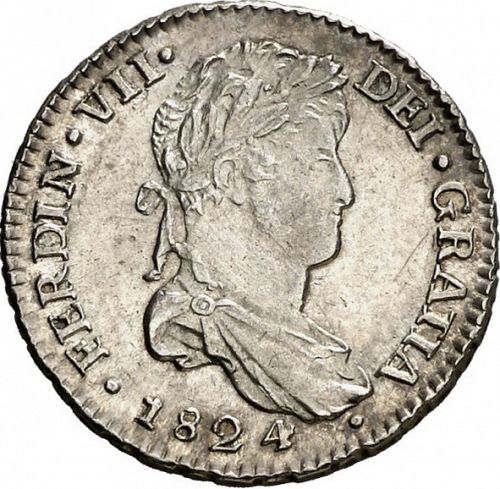 1 Real Obverse Image minted in SPAIN in 1824PJ (1808-33  -  FERNANDO VII)  - The Coin Database