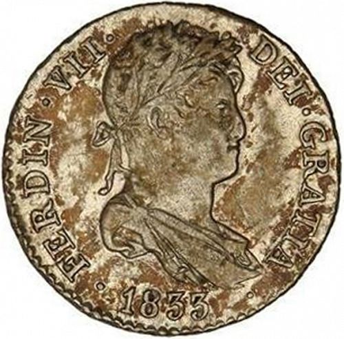 1 Real Obverse Image minted in SPAIN in 1833AJ (1808-33  -  FERNANDO VII)  - The Coin Database