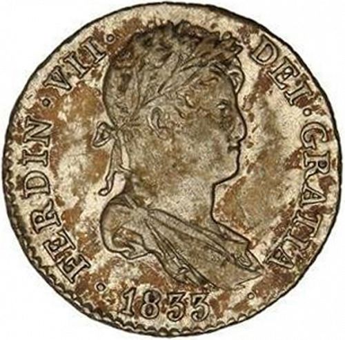 1 Real Obverse Image minted in SPAIN in 1833AJ (1808-33  -  FERNANDO VII)  - The Coin Database
