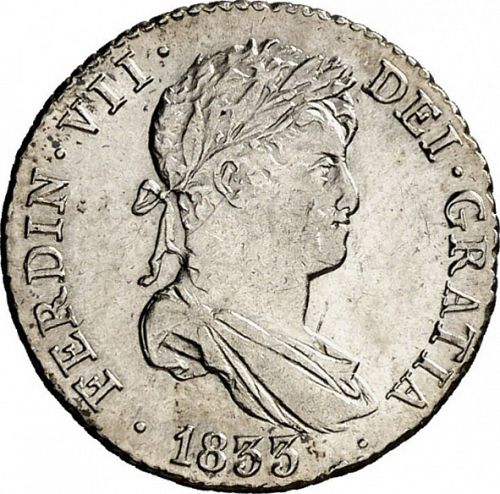 1 Real Obverse Image minted in SPAIN in 1833JI (1808-33  -  FERNANDO VII)  - The Coin Database