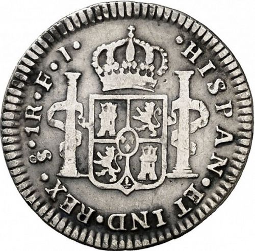 1 Real Reverse Image minted in SPAIN in 1814FJ (1808-33  -  FERNANDO VII)  - The Coin Database