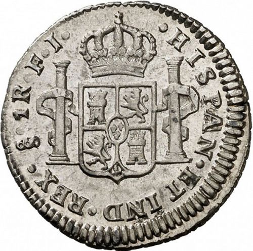 1 Real Reverse Image minted in SPAIN in 1815FJ (1808-33  -  FERNANDO VII)  - The Coin Database