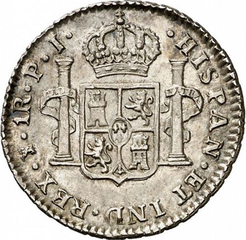 1 Real Reverse Image minted in SPAIN in 1824PJ (1808-33  -  FERNANDO VII)  - The Coin Database
