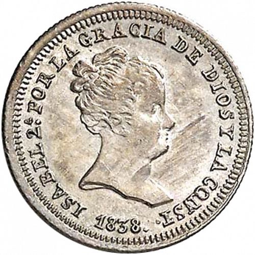 1 Real Obverse Image minted in SPAIN in 1838CL (1833-48  -  ISABEL II)  - The Coin Database