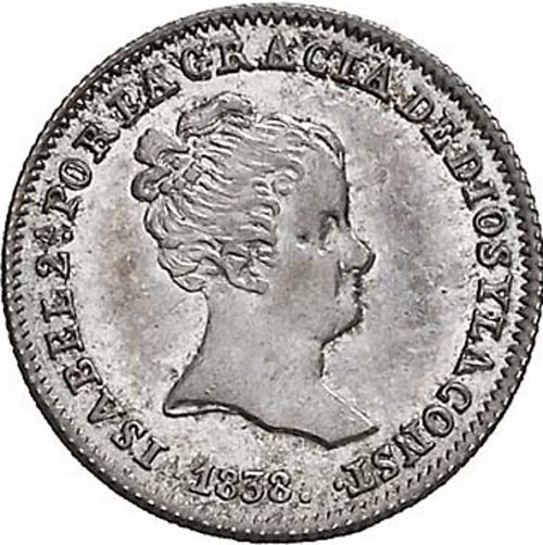 1 Real Obverse Image minted in SPAIN in 1838DG (1833-48  -  ISABEL II)  - The Coin Database