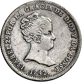 1 Real Obverse Image minted in SPAIN in 1842CL (1833-48  -  ISABEL II)  - The Coin Database