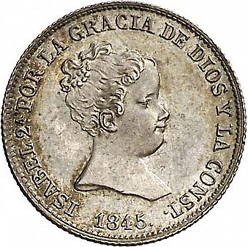 1 Real Obverse Image minted in SPAIN in 1845RD (1833-48  -  ISABEL II)  - The Coin Database