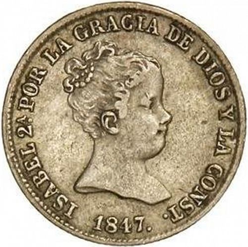 1 Real Obverse Image minted in SPAIN in 1847CL (1833-48  -  ISABEL II)  - The Coin Database