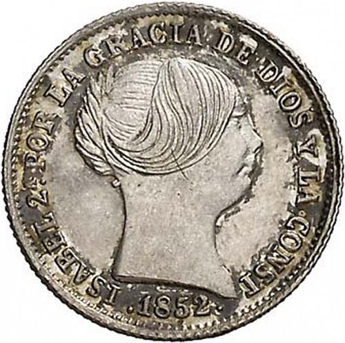 1 Real Obverse Image minted in SPAIN in 1852 (1849-64  -  ISABEL II - Decimal Coinage)  - The Coin Database