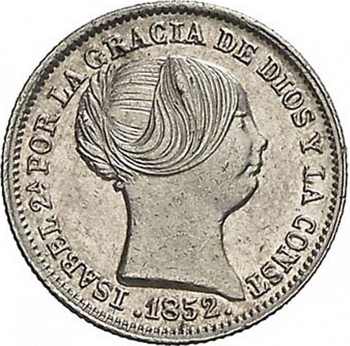1 Real Obverse Image minted in SPAIN in 1852 (1849-64  -  ISABEL II - Decimal Coinage)  - The Coin Database