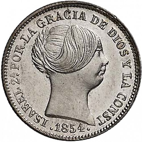 1 Real Obverse Image minted in SPAIN in 1854 (1849-64  -  ISABEL II - Decimal Coinage)  - The Coin Database