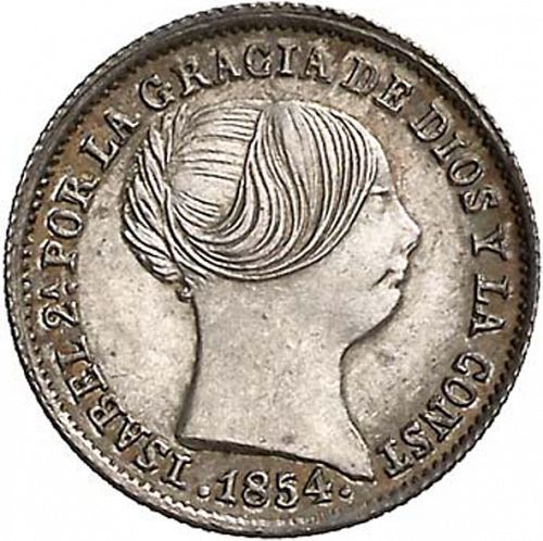 1 Real Obverse Image minted in SPAIN in 1854 (1849-64  -  ISABEL II - Decimal Coinage)  - The Coin Database