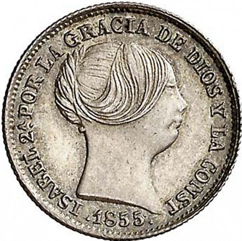 1 Real Obverse Image minted in SPAIN in 1855 (1849-64  -  ISABEL II - Decimal Coinage)  - The Coin Database