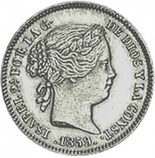 1 Real Obverse Image minted in SPAIN in 1859 (1849-64  -  ISABEL II - Decimal Coinage)  - The Coin Database