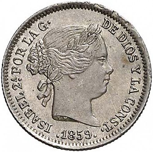 1 Real Obverse Image minted in SPAIN in 1859 (1849-64  -  ISABEL II - Decimal Coinage)  - The Coin Database