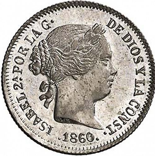 1 Real Obverse Image minted in SPAIN in 1860 (1849-64  -  ISABEL II - Decimal Coinage)  - The Coin Database