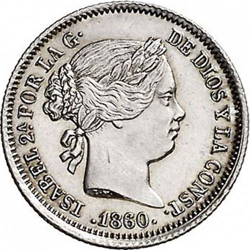 1 Real Obverse Image minted in SPAIN in 1860 (1849-64  -  ISABEL II - Decimal Coinage)  - The Coin Database