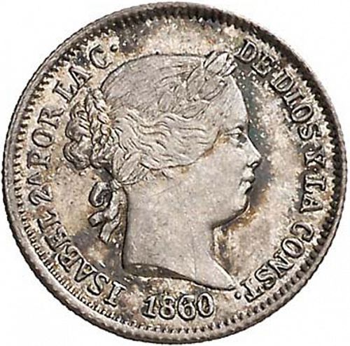1 Real Obverse Image minted in SPAIN in 1860 (1849-64  -  ISABEL II - Decimal Coinage)  - The Coin Database