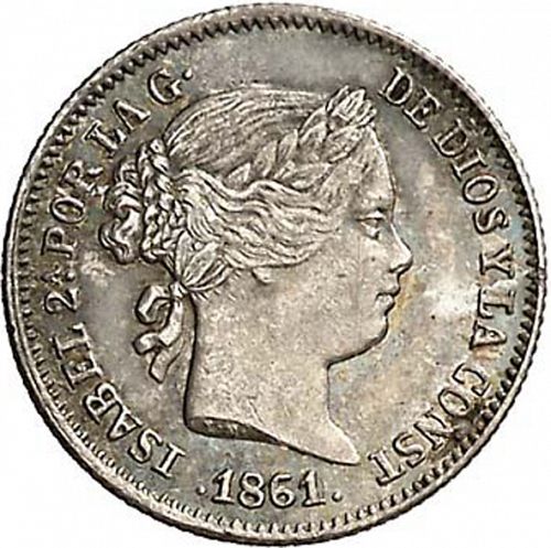 1 Real Obverse Image minted in SPAIN in 1861 (1849-64  -  ISABEL II - Decimal Coinage)  - The Coin Database