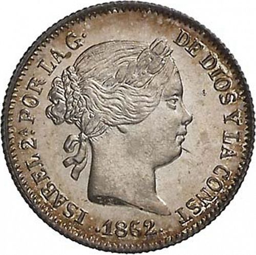 1 Real Obverse Image minted in SPAIN in 1862 (1849-64  -  ISABEL II - Decimal Coinage)  - The Coin Database