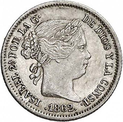 1 Real Obverse Image minted in SPAIN in 1862 (1849-64  -  ISABEL II - Decimal Coinage)  - The Coin Database