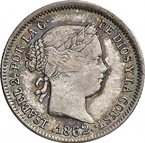 1 Real Obverse Image minted in SPAIN in 1862 (1849-64  -  ISABEL II - Decimal Coinage)  - The Coin Database