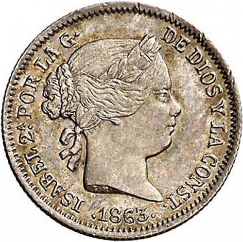 1 Real Obverse Image minted in SPAIN in 1863 (1849-64  -  ISABEL II - Decimal Coinage)  - The Coin Database