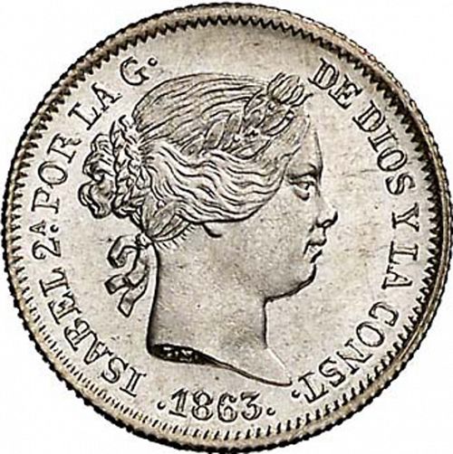 1 Real Obverse Image minted in SPAIN in 1863 (1849-64  -  ISABEL II - Decimal Coinage)  - The Coin Database