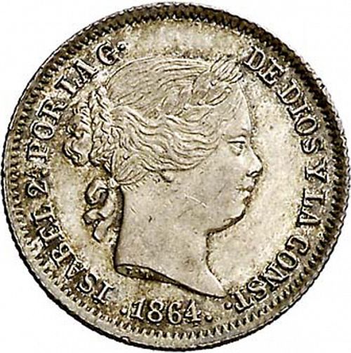 1 Real Obverse Image minted in SPAIN in 1864 (1849-64  -  ISABEL II - Decimal Coinage)  - The Coin Database