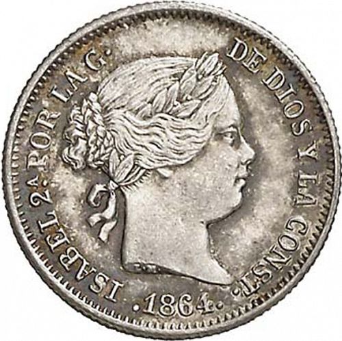 1 Real Obverse Image minted in SPAIN in 1864 (1849-64  -  ISABEL II - Decimal Coinage)  - The Coin Database