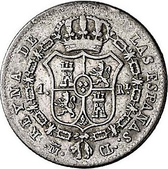 1 Real Reverse Image minted in SPAIN in 1842CL (1833-48  -  ISABEL II)  - The Coin Database