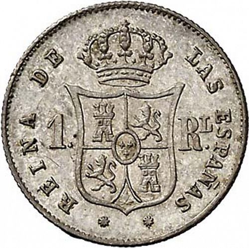 1 Real Reverse Image minted in SPAIN in 1852 (1849-64  -  ISABEL II - Decimal Coinage)  - The Coin Database