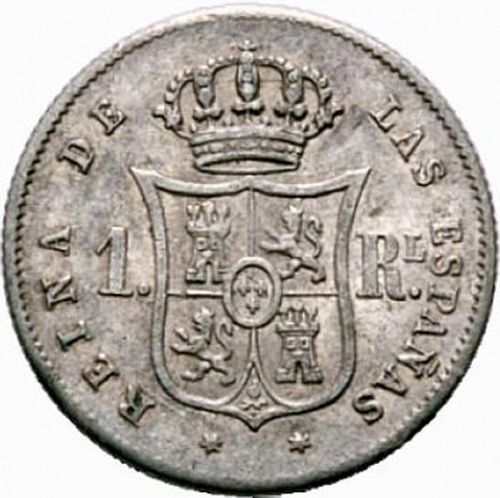 1 Real Reverse Image minted in SPAIN in 1853 (1849-64  -  ISABEL II - Decimal Coinage)  - The Coin Database