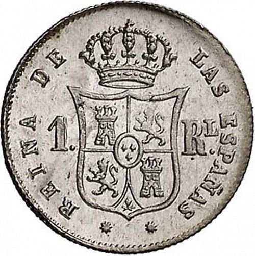 1 Real Reverse Image minted in SPAIN in 1854 (1849-64  -  ISABEL II - Decimal Coinage)  - The Coin Database