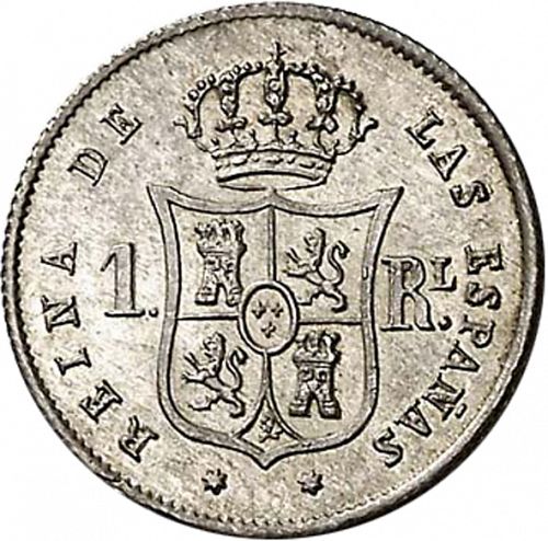 1 Real Reverse Image minted in SPAIN in 1855 (1849-64  -  ISABEL II - Decimal Coinage)  - The Coin Database