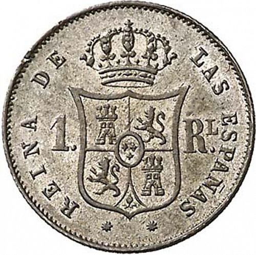 1 Real Reverse Image minted in SPAIN in 1857 (1849-64  -  ISABEL II - Decimal Coinage)  - The Coin Database